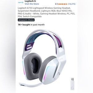 Logitech: G733 White and Gray Wireless Headset